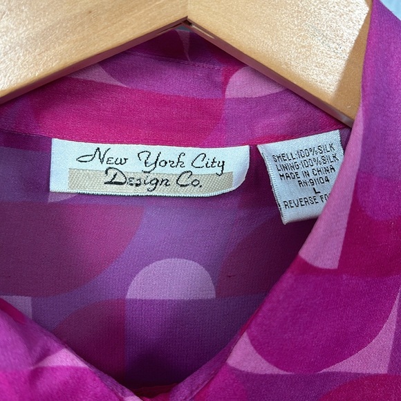 Vintage Pink Silk Long Sleeve Sheer Silk lined shirt size Large - Picture 6 of 14